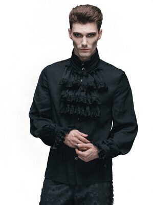 Gothic Ruffle Front Black Vampire / Pirate Shirt