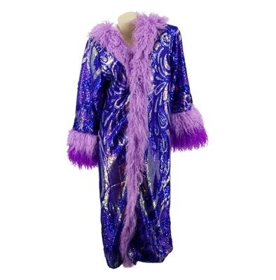 Purple Sequin Faux Fur Coat