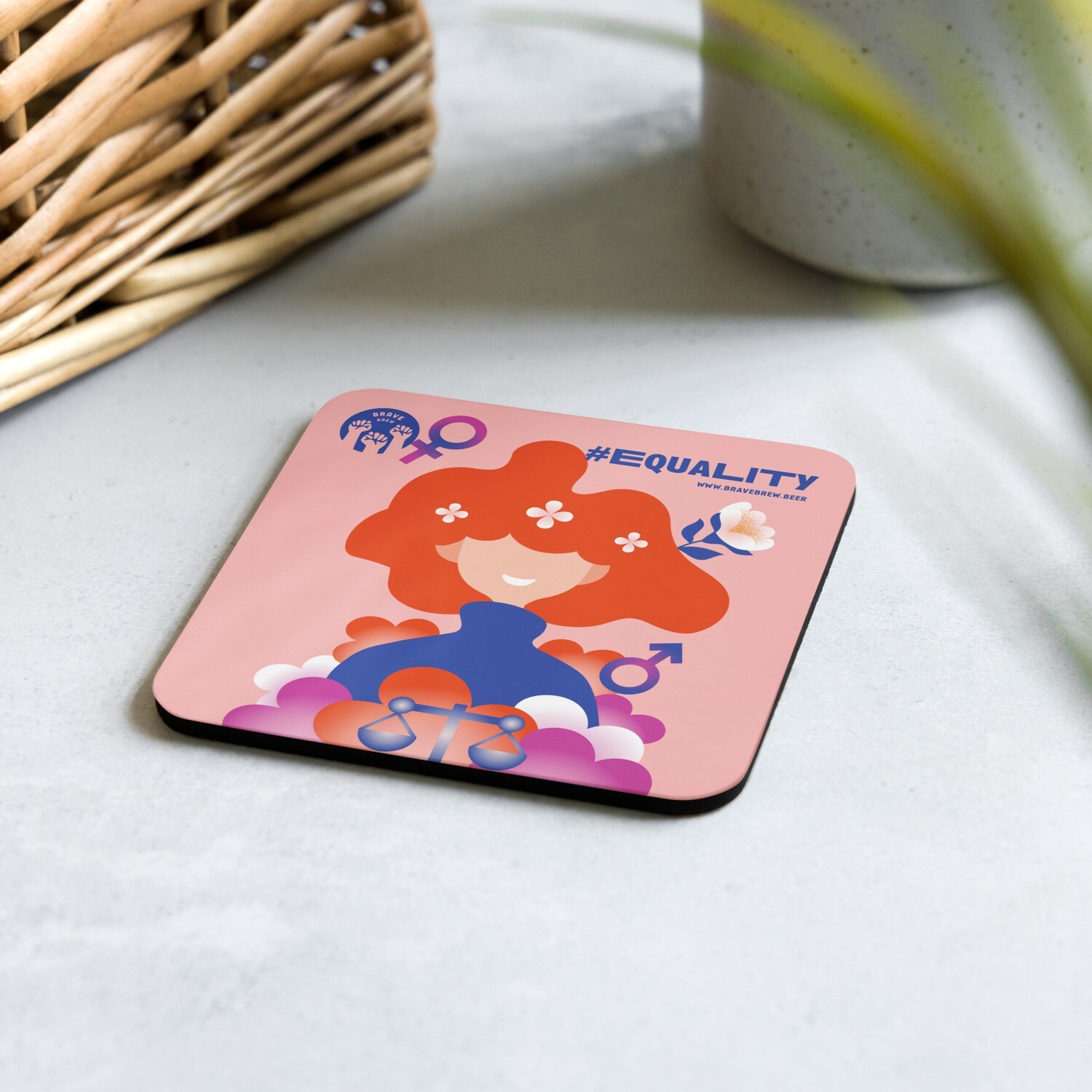 Cork-back coaster #Equality