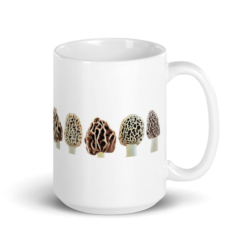 Morel Mushroom Ceramic Mug, 15oz. - Morchella Species Forager Gift