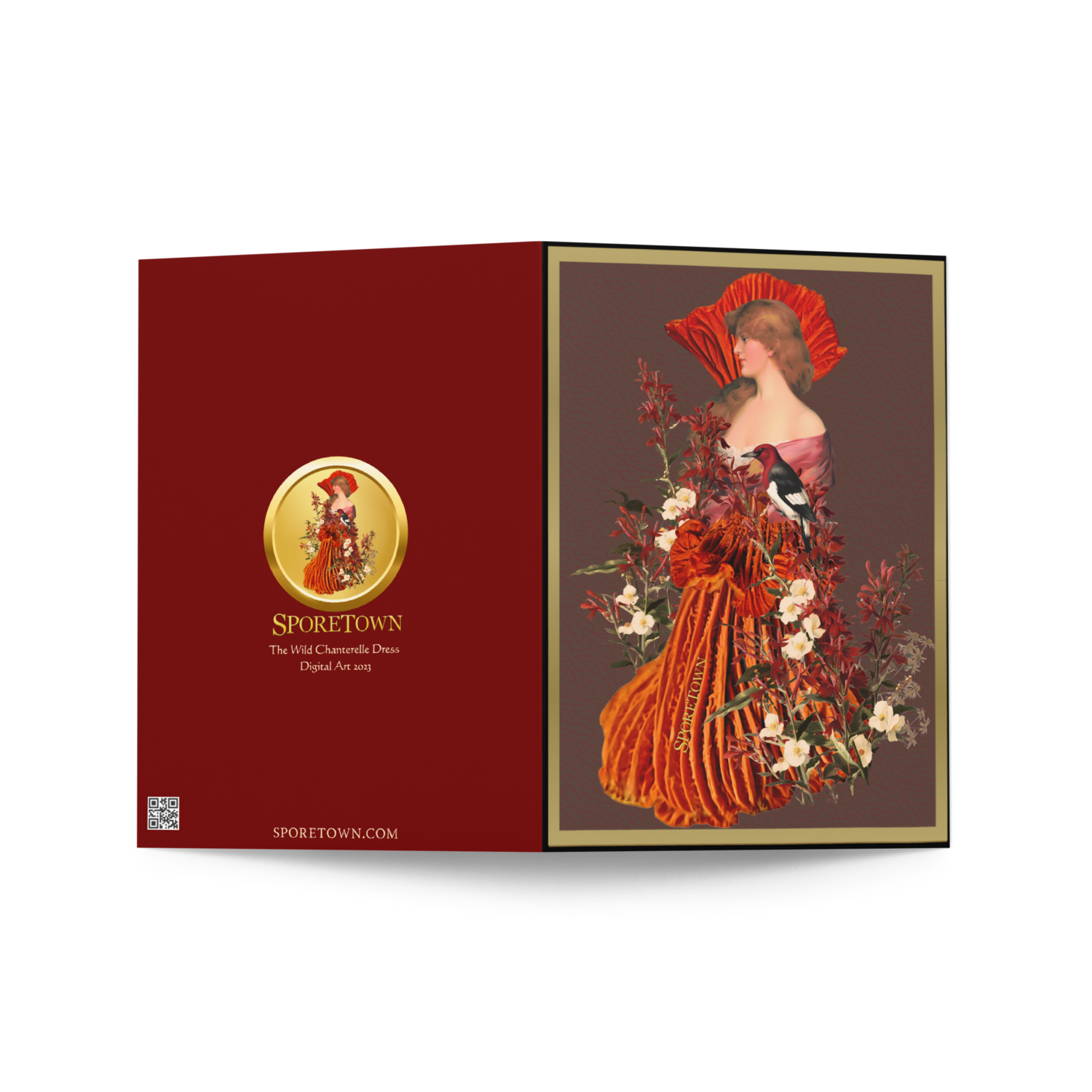 The Wild Chanterelle Mushroom Dress, Greeting Card