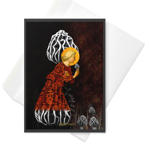 Morel Mushroom Queen Foraging Greeting Card