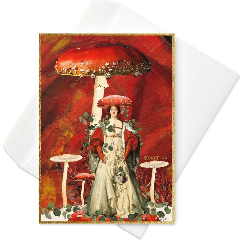 The Amanita Mushroom Dress Greeting Card