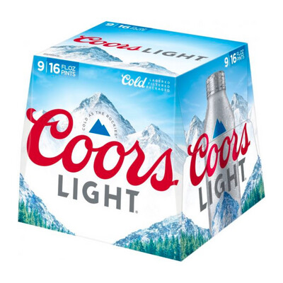 Coors Light 9pk Aluminum 16oz Bottle