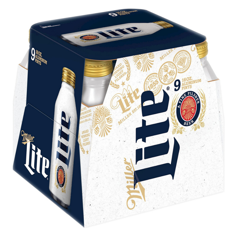 Miller Lite 9pk Aluminum 16oz Bottles