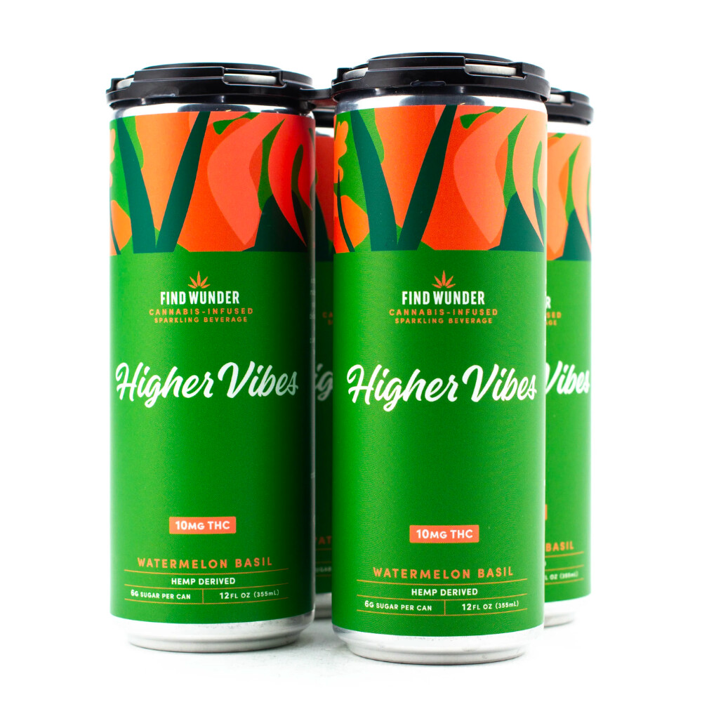 Find Wunder Higher Vibes Watermelon Basil THC (10 MG) 4pk Can