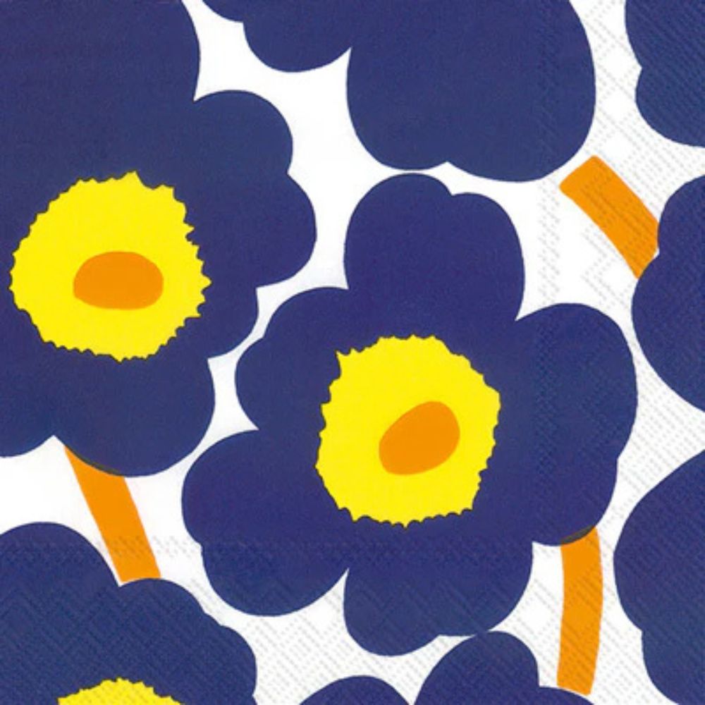 Marimekko Dark Blue and Yellow Flower Napkin