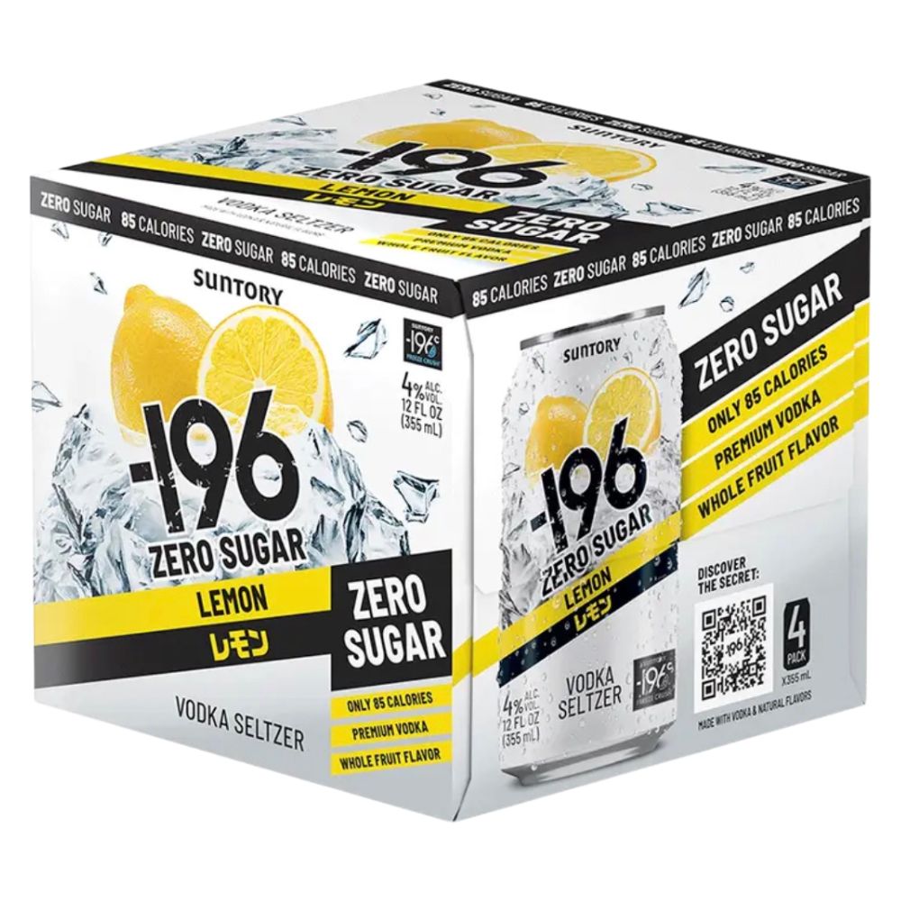 Suntory -196 Zero Sugar Lemon Vodka Seltzer 4pk Can