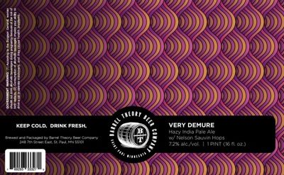 Barrel Theory Very Demure Hazy IPA 4pk Can