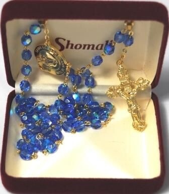 Blue Crystal Gold Seton Rosary