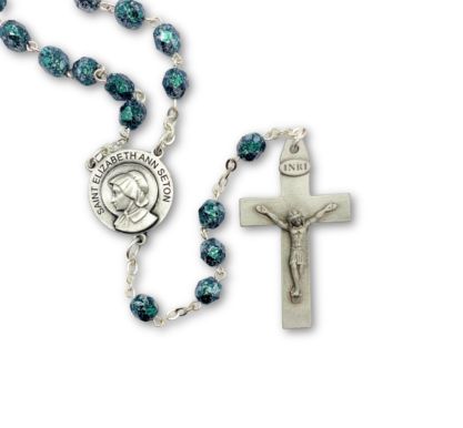 Jade/black marble Pewter Rosary