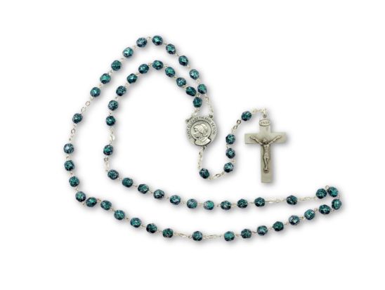 Jade/black marble Pewter Rosary