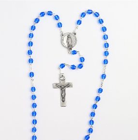 Seton Blue Crystal Rosary (Pear Shaped Beads)