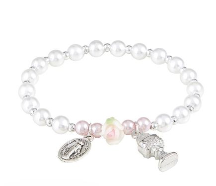 First Communion Rose Bracelet - 12/pk