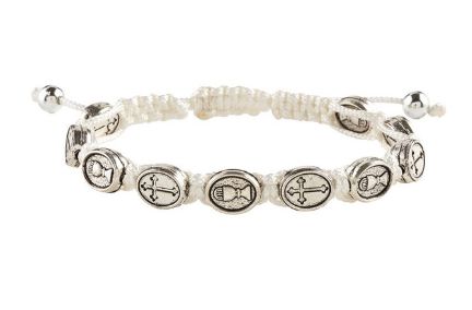 First Communion Medal Macrame Bracelet - 12/pk