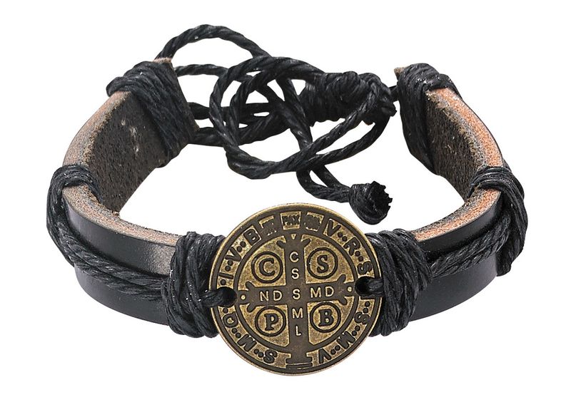 LEATHER ST. BENEDICT CORD BRACELET