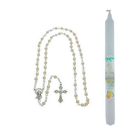 DNR-Baptism General Candle/Rosary Set