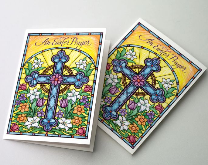 An Easter Prayer- Stained Glass Cross-Card