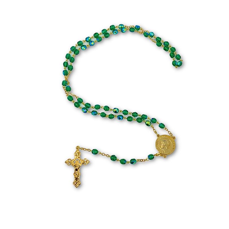 Green Crystal Gold St. Elizabeth Ann Seton Rosary