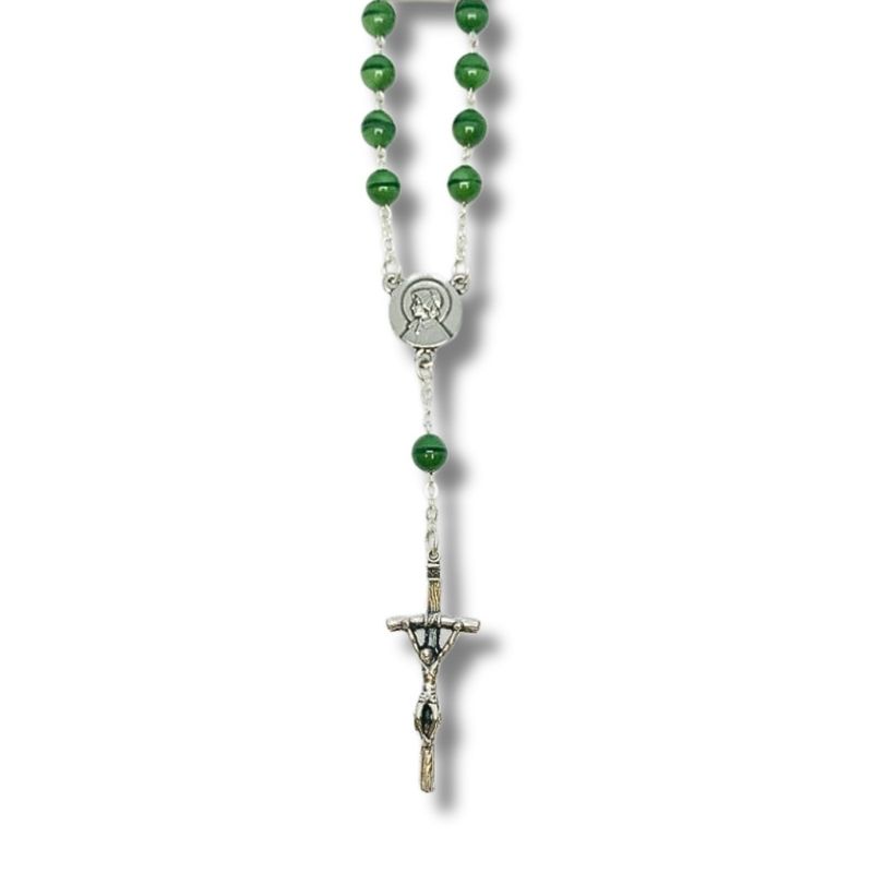 St. Elizabeth Ann Seton Auto Rosary (Green Beads)