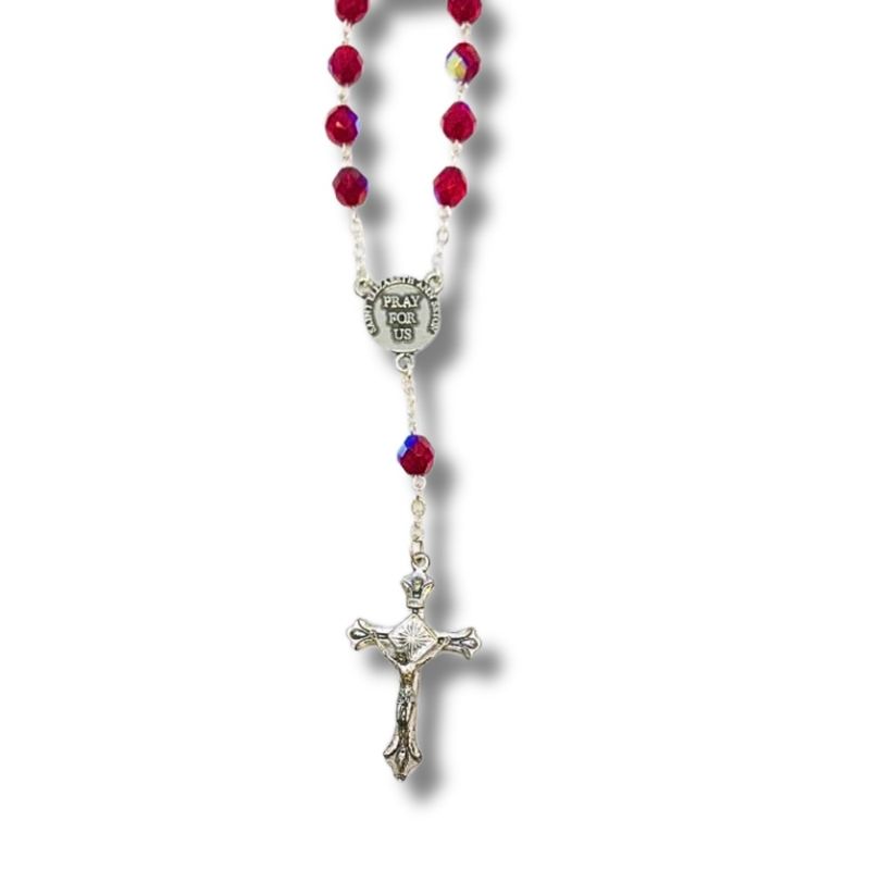 St. Elizabeth Ann Seton Auto Rosary (Red Beads)
