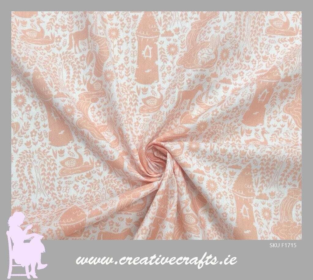Kids Life is a Fairytale Polycotton Fabric. Unicorns, Towers, Beanstalks