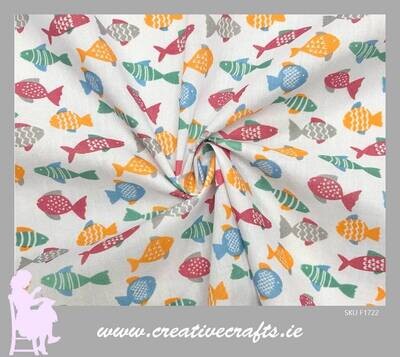 Fish print Polycotton fabric.