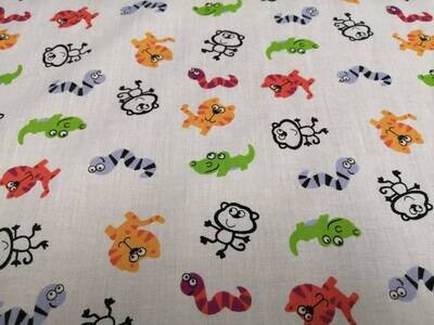 Kids Cats, Dogs, Snakes print Poly cotton fabric