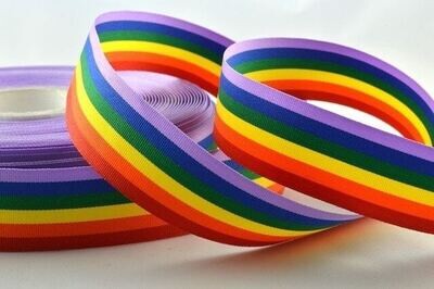 10mm 25mm 35mm Rainbow Grosgrain Ribbon, 1 to 10 meters Ribbed Pride ribbon, rainbow Roll or by the meter