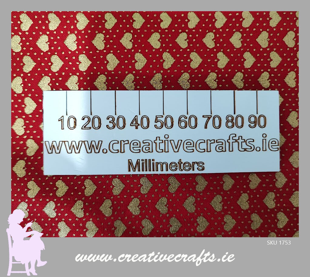 Gold Metallic Hearts On Red Fabric (100% Cotton)