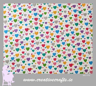 Kids Love Heart Poly cotton fabric