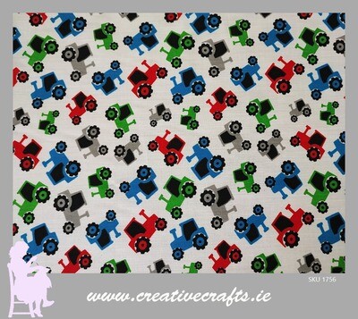 Kids Tractor Poly cotton fabric