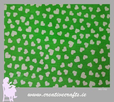 Hearts on green polycotton