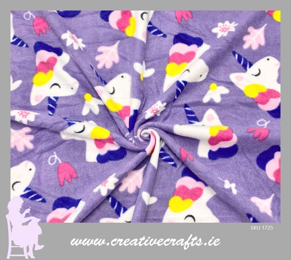 Unicorn Fleece Fabric By The Metre-Creative Crafts