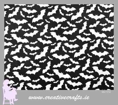 Halloween Bats on black Polycotton
