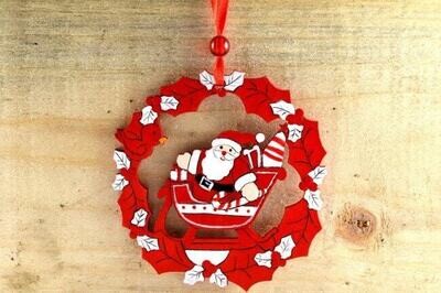 Wooden Santa Sleigh Christmas decoration &amp; Attached Loop Christmas decoration for the Christmas tree