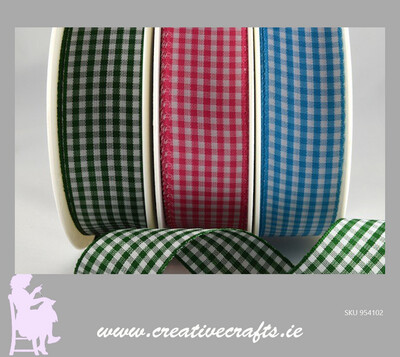 10mm Gingham Ribbon Choice of colours -Per Metre- or By the roll