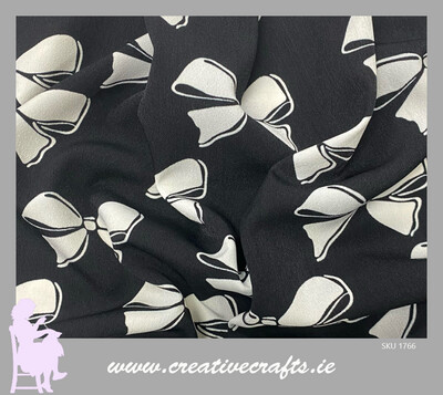 Black Polyester fabric with Bows