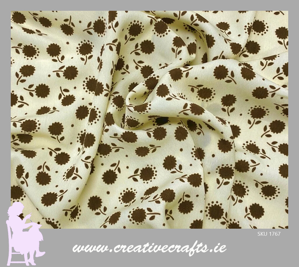 ​Brown Floral Polyester Fabric