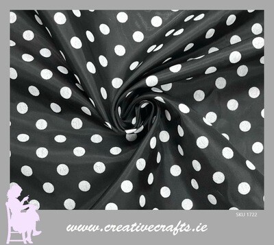 Black and White Polka Dot Polyester lining Fabric