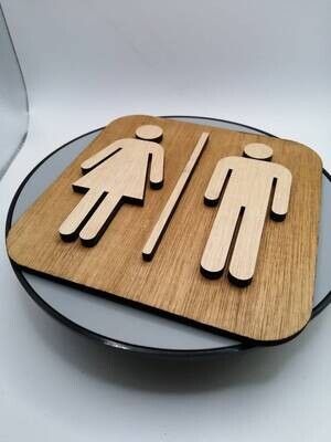 Men & Women Toilet Door Sign. WC Door Sign, Door Plaque, Timber sign.