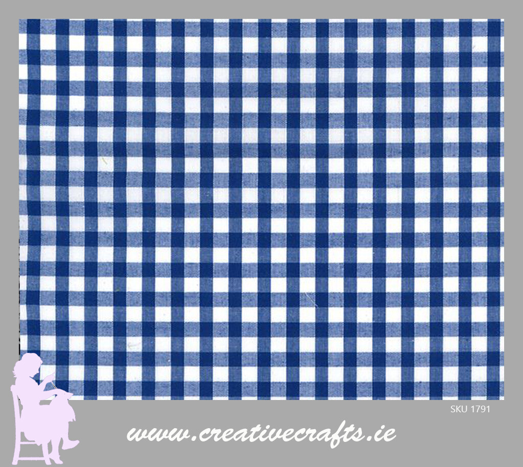 Blue and White Gingham cotton Fabric
