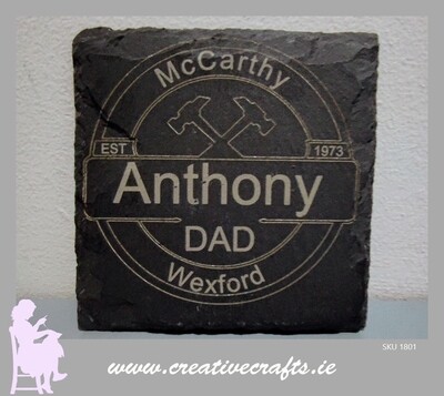 Personalised Slate Drinks Coaster for Dad