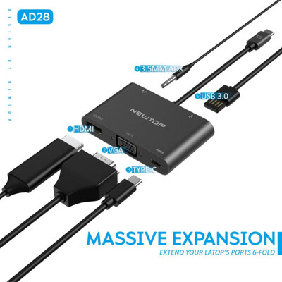 AD28 ADAPTATEUR HUB TYPE-C 5 EN 1 NEWTOP