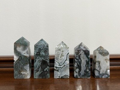 4 Sided Moss Agate Tower
