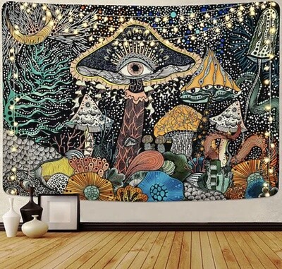 Multicolor Mushroom Tapestry