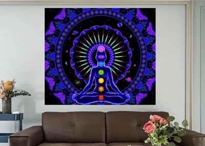 Blue Chakra Yoga Tapestry