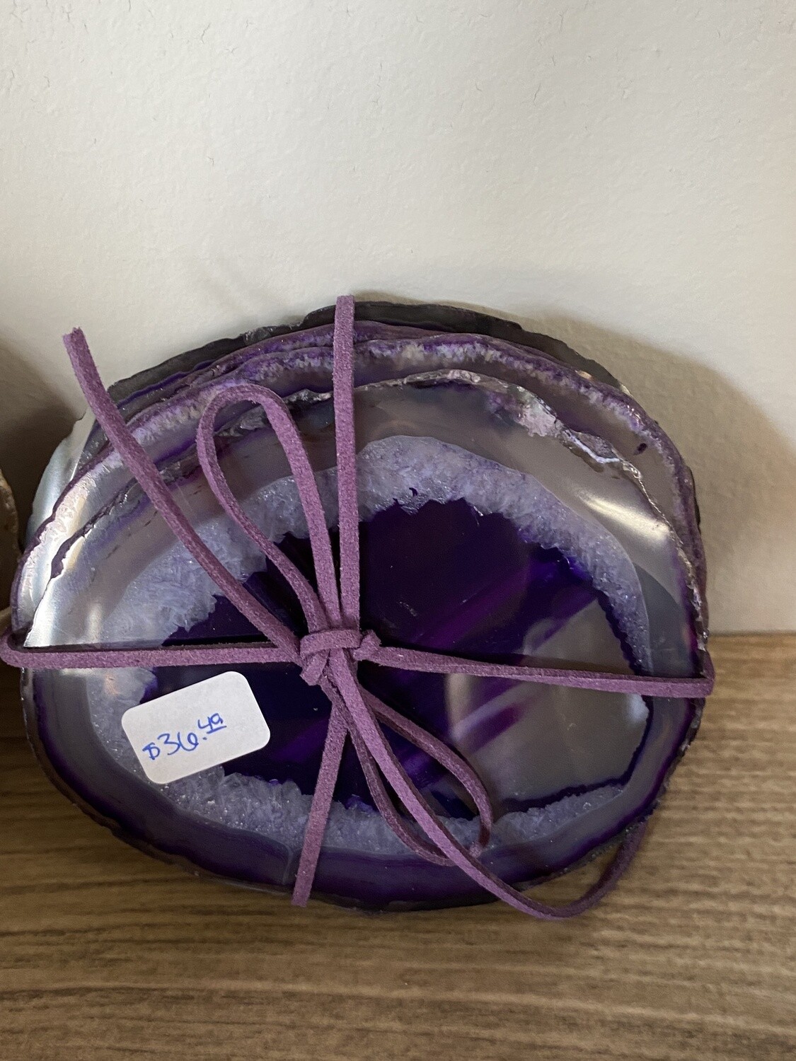 Purple Dyed Agate Coaster Set