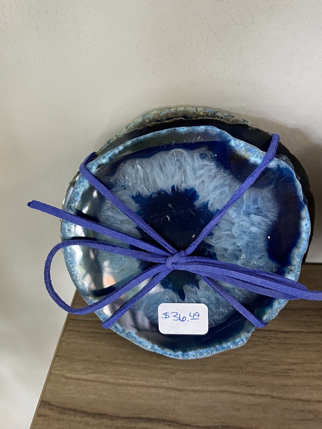 Blue Dyed Agate Coaster Set