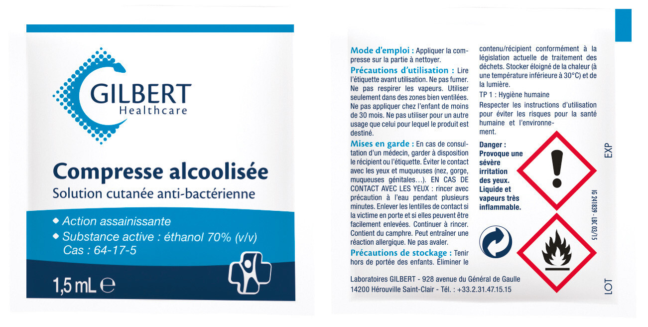 COMPRESSE ALCOOLISÉE 1.5ML X 1000